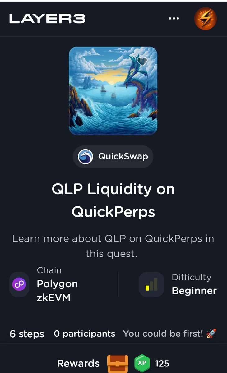 Polygon #zkEVM Quickswap da QLP Likite ekleme öğrenimi Layer3 görevi..👇
 layer3.xyz/quests/deposit…