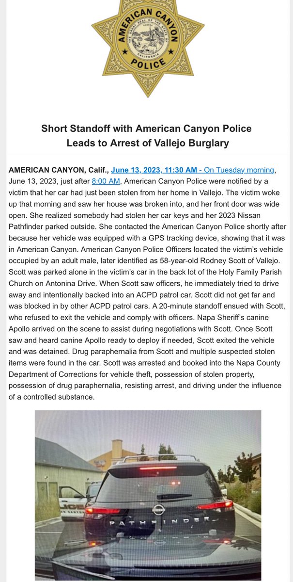 American Canyon Police Department tweet media