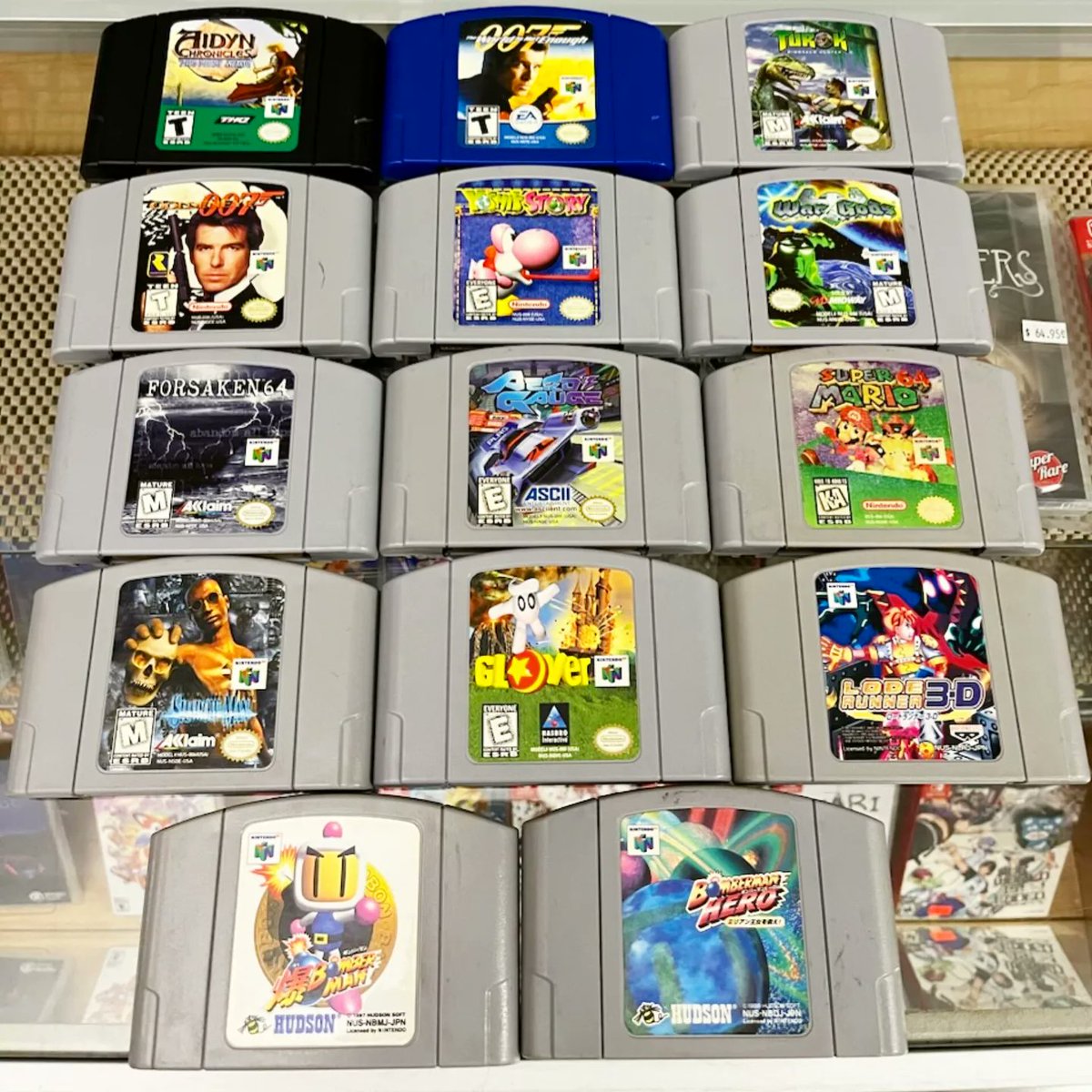 Game_Realms's tweet photo. We got #Nintendo #N64 #videogames in stock at Game Realms in Burbank California!
We ship in USA
#Nintendo64 #GoldenEye007 #JamesBond #YoshisStory #Turok #SuperMario64 #Mario #Supermariobros #Bomberman #Shadowman #Glover #LodeRunner #AidynChronicles
#Gaming #Retrogaming https://t.co/Owa75QPiNe