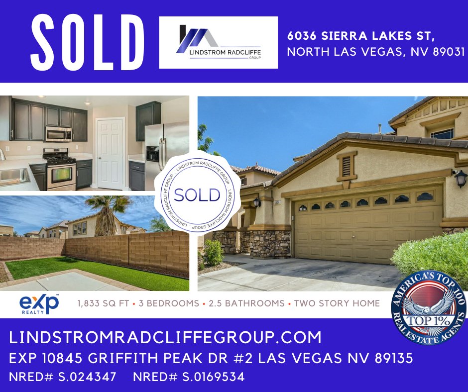 Congratulations to our Happy Las Vegas Home Buyers!
Welcome Home!
6036 SIERRA LAKES STREET LV, NV 89031 is ALL YOURS!
#sold
May this new adventure bring your much joy and peace and even closer to your real estate goals
#LindstromRadcliffeGroup #lasvegasrealtor #lasvegasrealestate