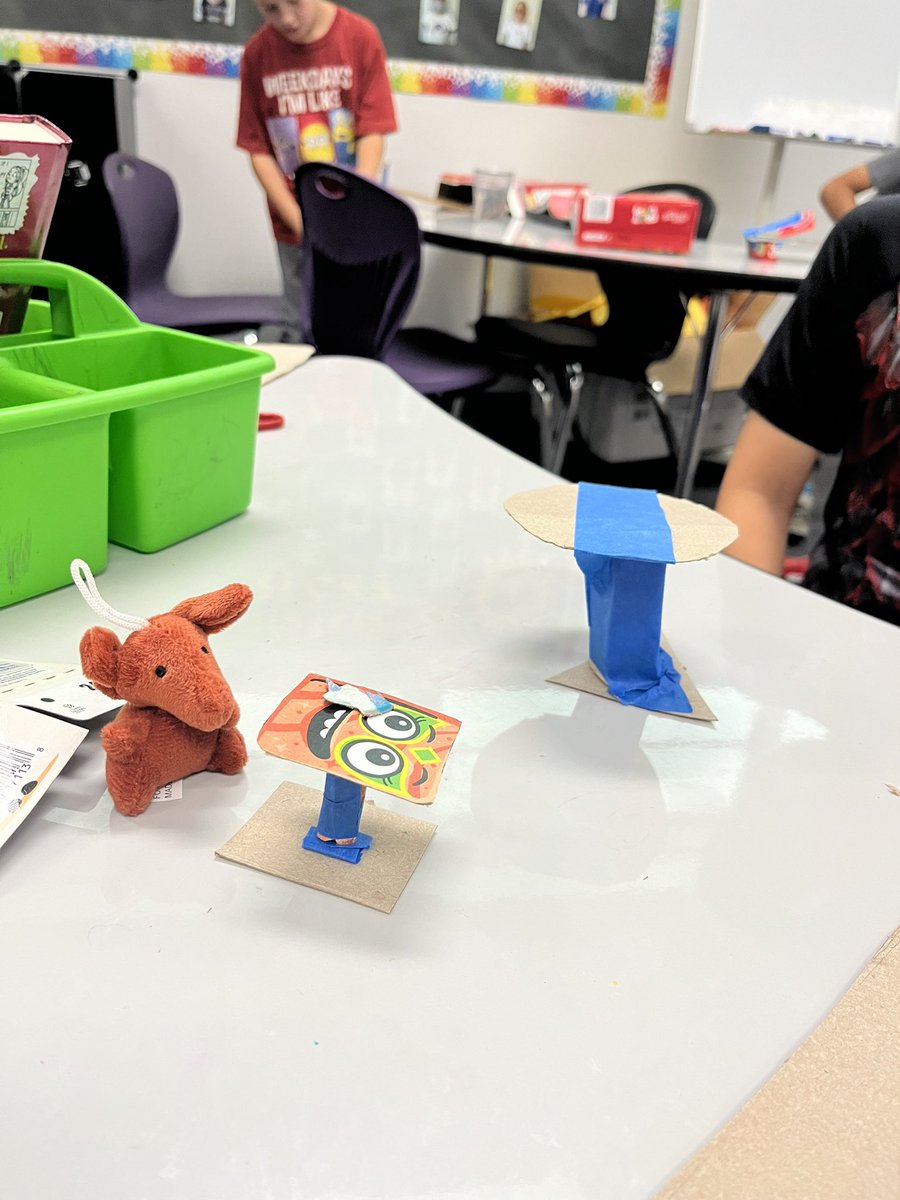 Kiddos did a great job building their own tables out of cereal boxes, after we had a read aloud of the book, “Our Table.”