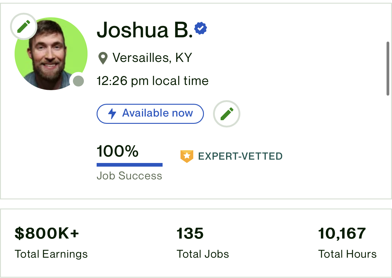 Upwork on X: What if I told you that you could go from $0 to $884k on  Upwork? Hi! My name is @JoshBurnsTech and that's my story as an expert- vetted SQL Server