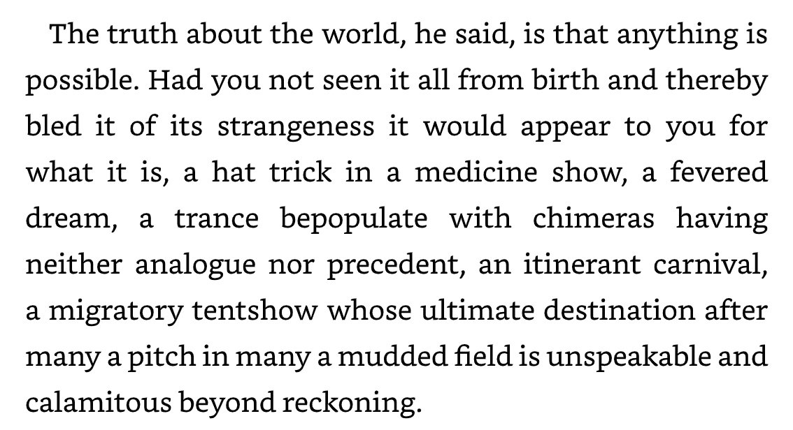 it's impossible to pick a favorite Cormac McCarthy passage but this is up there. RIP