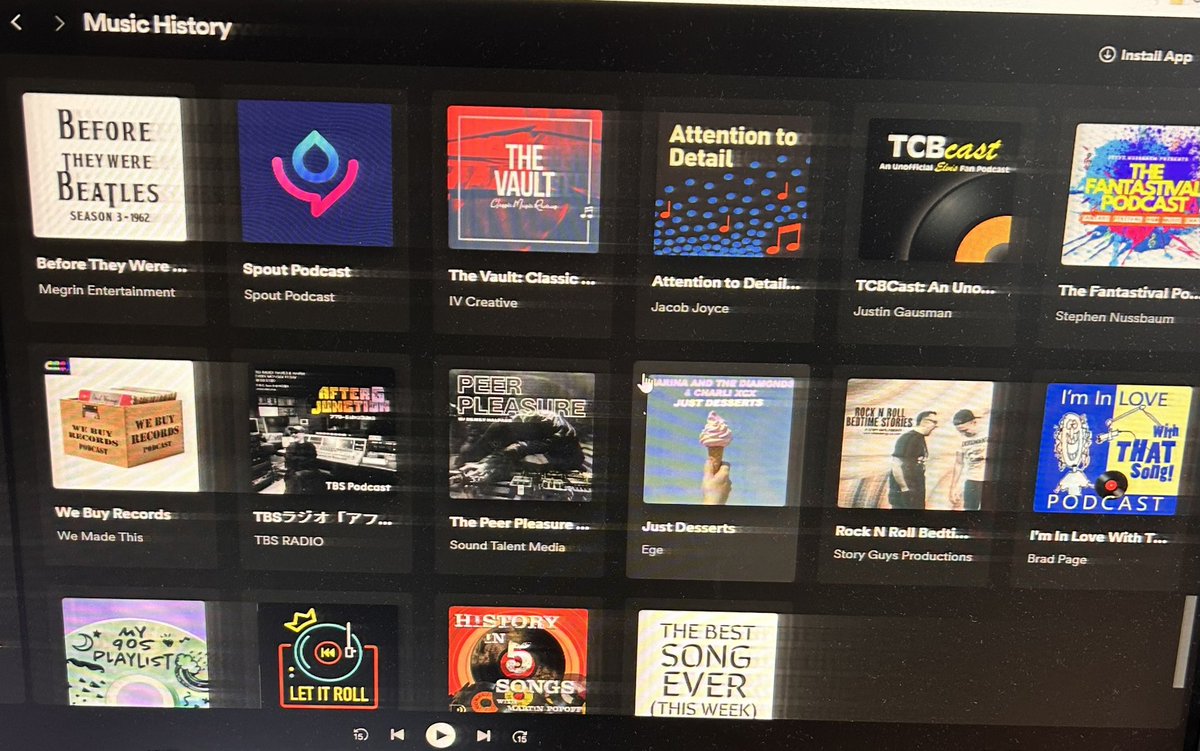 Seems to be a weekly occurrence but it’s always great to be profiled on @spotifypodcasts Music History page alongside @BeforeBeatles @Spout_Podcast @VaultClassicPod @TCBCast @WeBuyRecordsPod @podpeerpleasure @letitrollcast to name a few…👏

Keep up the great work guys!👍