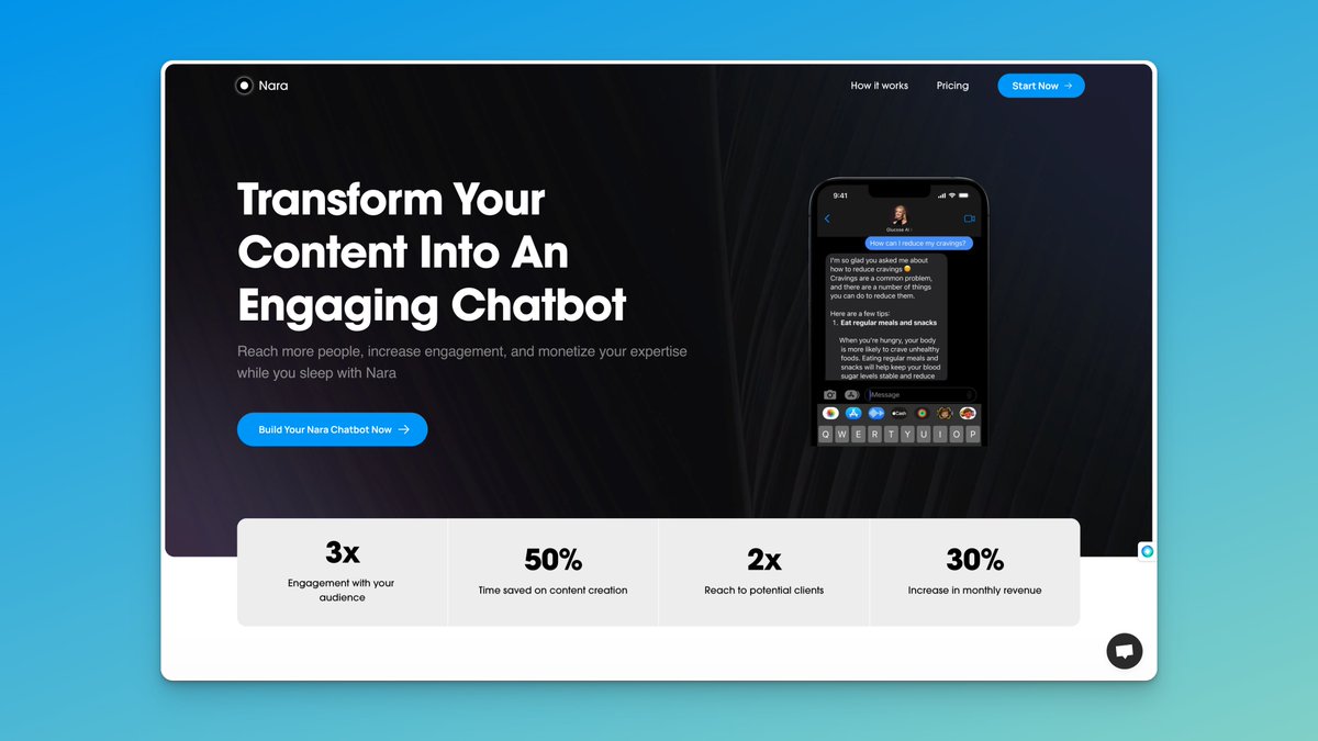 PipeAbellos's tweet photo. Today at @join_nara, we are launching a way in which any content creator (starting with health and wellness coaches &amp; influencers) can create their own AI chatbot with a few clicks. We're opening our beta to the first 10 influencers that sign up below 👇 https://t.co/eAGzKYceAR