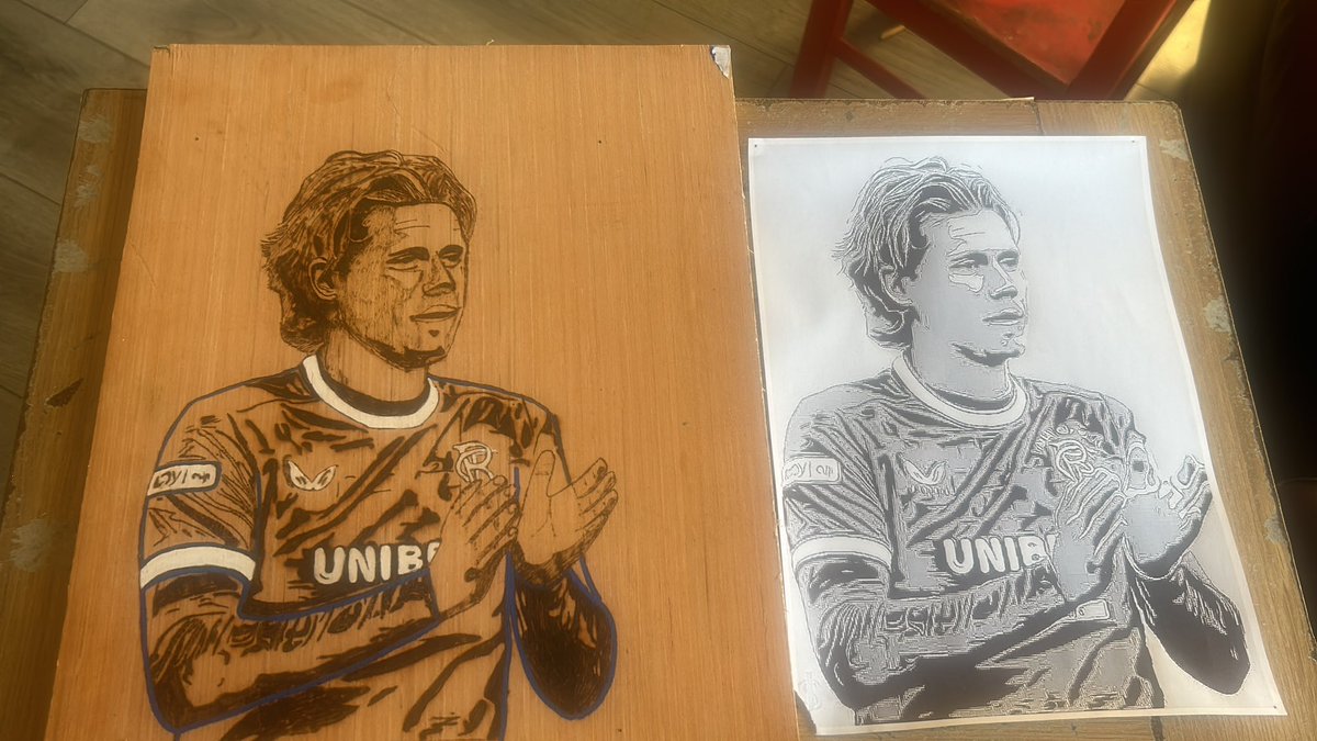 First face on wood burning after years of avoiding it. Pretty pleased with it tbh. ❤️🤍💙 <a href="/ToddCantwell_10/">Todd Cantwell</a>