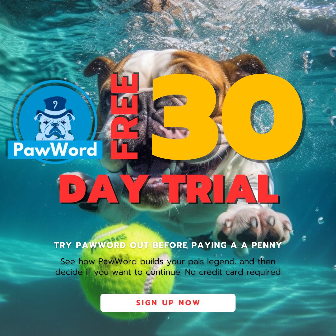 Hi everyone, good news! Free trial is now going to be for 30 days. No credit card or other stuff needed to try. Even simplified the first page. You can enter just a few fields to get started. Takes less than 5 minutes. Add more info when you have time. pawword.com/30-day-pawword…