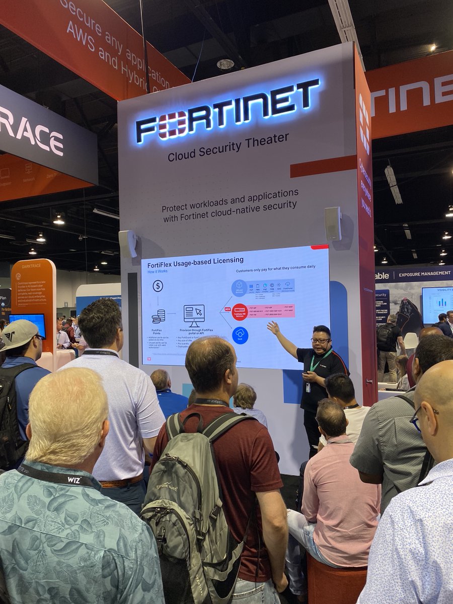 We’re here in Anaheim at #AWSreInforce2023 and #cybersecurity experts are giving live demos on our #FortiFlex program, which offers usage-based licensing for a wide range of solutions across cloud, hybrid cloud, and on-premises deployments. ☁️ ftnt.net/6014OFCyC