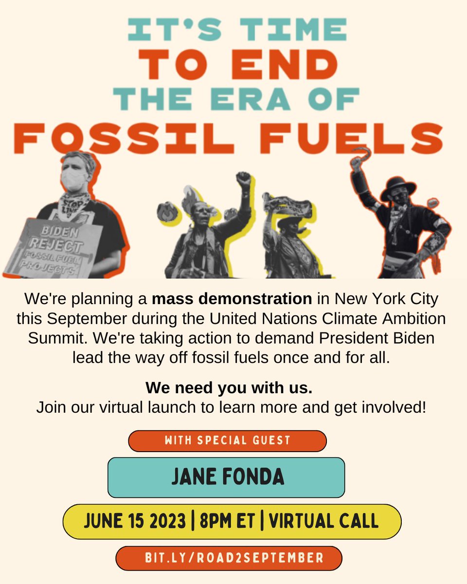 We need to end the era of fossil fuels to have a livable future. <a href="/POTUS/">President Donald J. Trump</a> continues to greenlight fossil fuel expansion, but he has the power to reverse course. Join us THIS THURSDAY June 15 to get involved in our campaign to make that happen!  
RSVP ➡️ bit.ly/road2september
