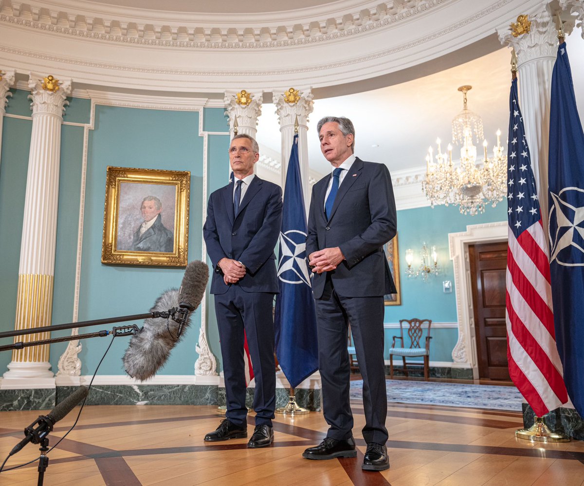 Great to meet with @NATO Secretary General @JensStoltenberg today to discuss the July Vilnius NATO Summit, continued Allied support for Ukraine, advancing Sweden’s accession process, and other Alliance priorities.
