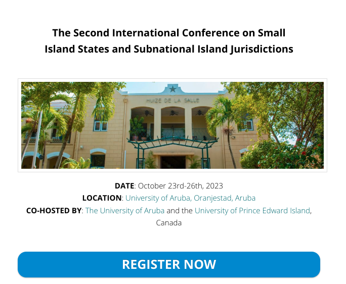 IISUPEI's tweet photo. We are pleased to announce that registration for The Second International Conference on Small Island States and Subnational Island Jurisdictions, "Turning the Tide: Climate Change, Social Change, and Islandness" is now open!
Register now at https://t.co/eN9yijR4jA https://t.co/CQRAC10GZ6