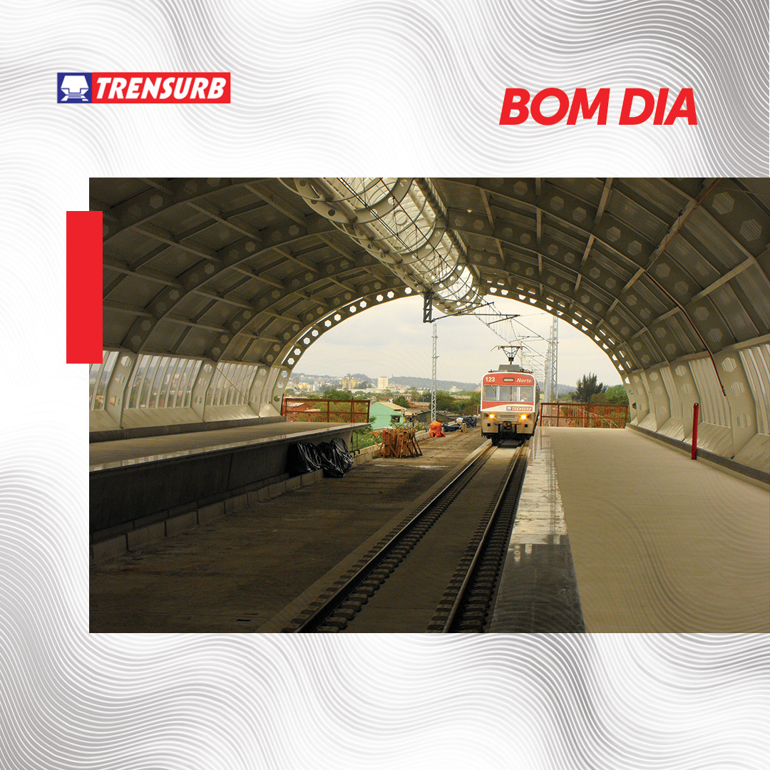 ☀ Bom dia!

⚠ Não atravesse a faixa amarela até que o trem pare.

#PraTodosVerem: imagem com texto alternativo.