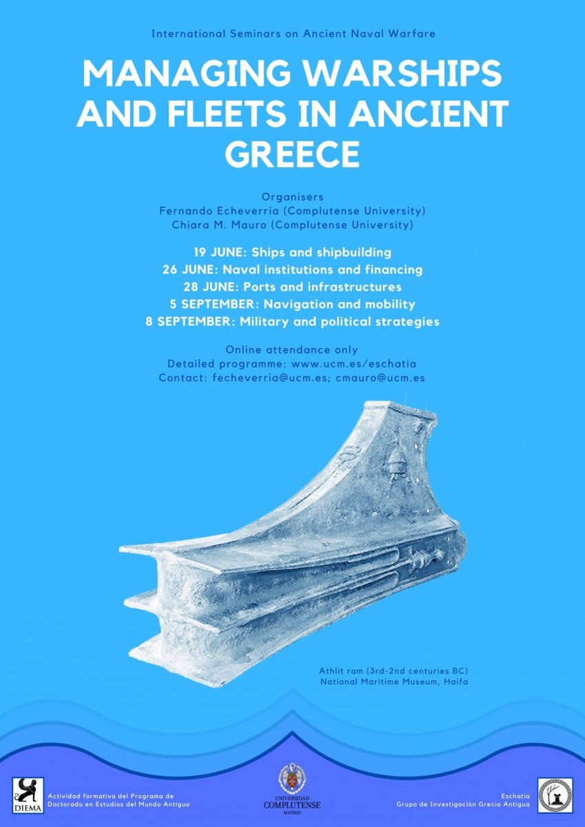 International Seminars on Ancient Naval Warfare
@unicomplutense 
@ChiaraMariaMau1
#navalwarfare 
#navigation 
#ancientgreece