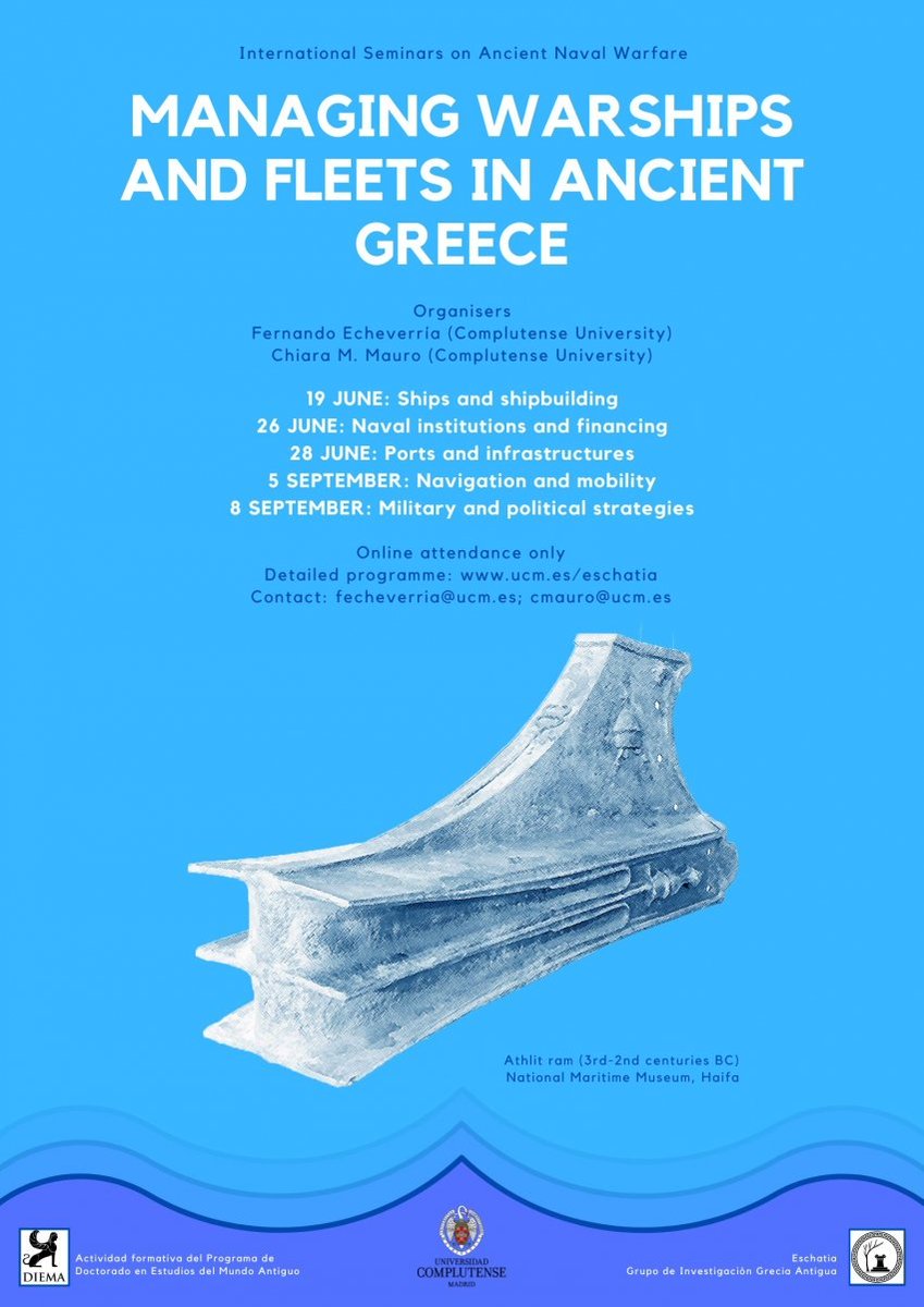 Cris_R_Gonzalez's tweet photo. International Seminars on Ancient Naval Warfare
@unicomplutense 
@ChiaraMariaMau1
#navalwarfare 
#navigation 
#ancientgreece https://t.co/35nge1JwNc