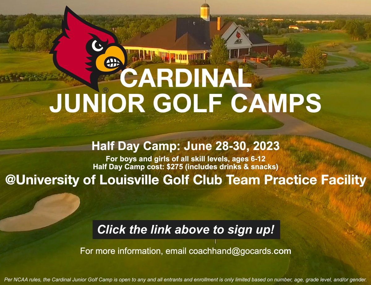 It's almost time for our half-day Cardinal Junior Golf Camps! 🙌

Details &amp; signup: uofl.me/40eFChw

#GoCards