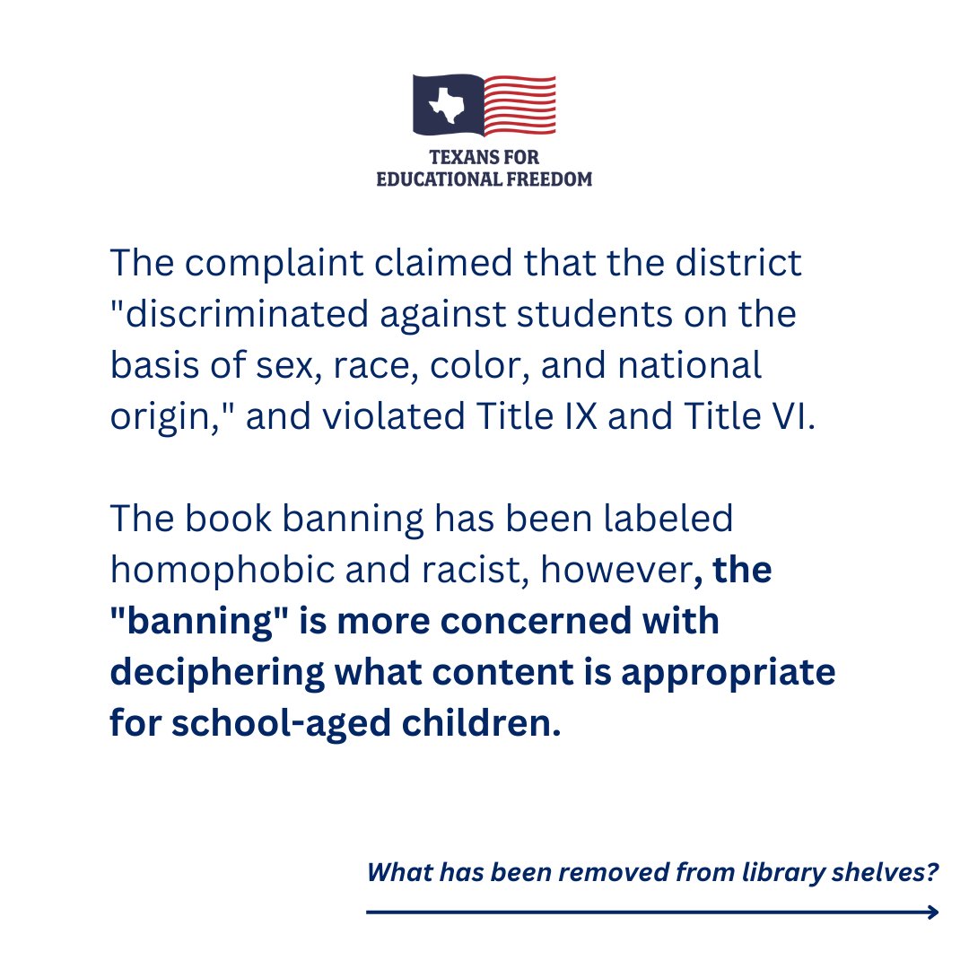 TX4EdFreedom's tweet photo. What do you think? Do book removals violate student rights? 

Content pulled from our weekly email: "Book Removals Violating Student Rights?" Like what you read? Subscribe by clicking the link in our bio! https://t.co/iCwF7oE9MO
