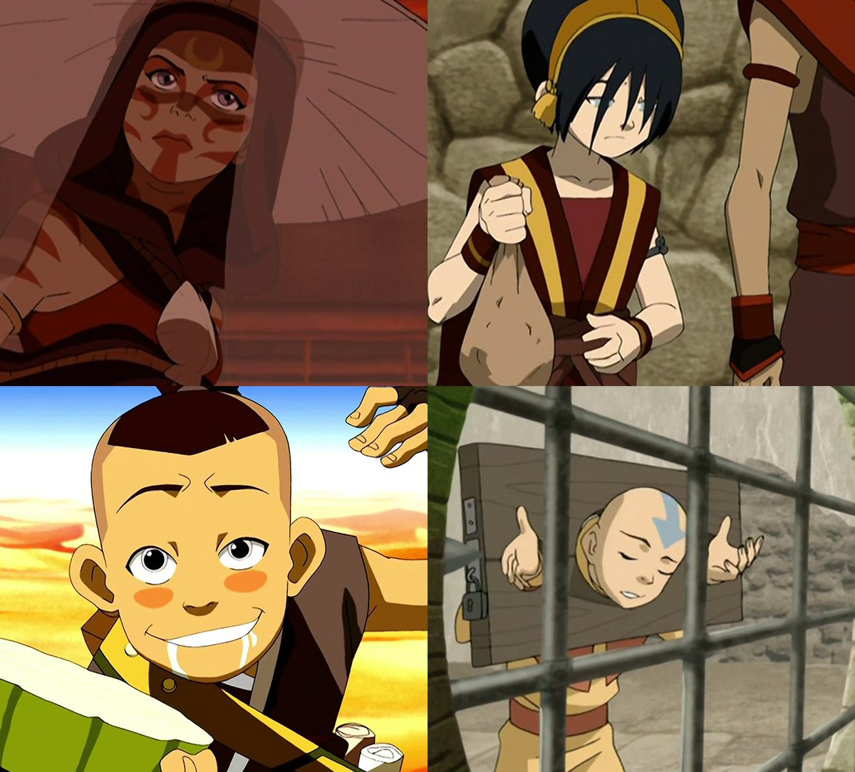 My favorite thing about ATLA is how the gaang be doing random side quests in the middle  of a century-old world war. Katara committing ecoterrorism , toph pulling insurance scams, Sokka getting high, Aang on death row in prison, just pure chaos 😭