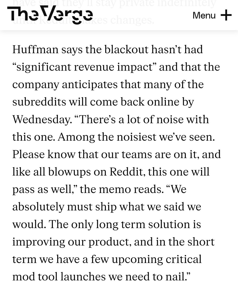 I suggest we prolong the blackout indefinitely so Mr. Huffman can understand that he needs users if he wants to 'improve his product.' #RedditBlackout #RedditGoesDark #Redditdown #reddit