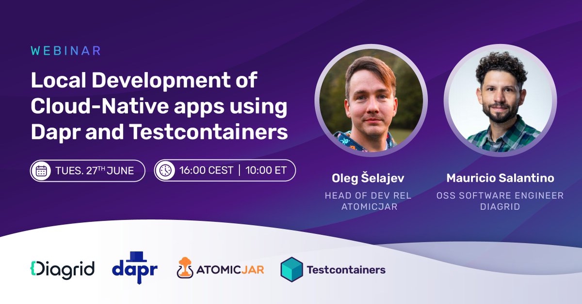 🔒 Unlock the secrets to seamless #CloudNative app development with #Dapr and #Testcontainers

- ⚙️ Empower devs to build & test distributed apps
- 🌐 Join @shelajev & @salaboy  
- 👩‍💻 ow.ly/SI8X50ONrC7

@diagridio @testcontainers #developerexperience #k8 #IntegrationTests