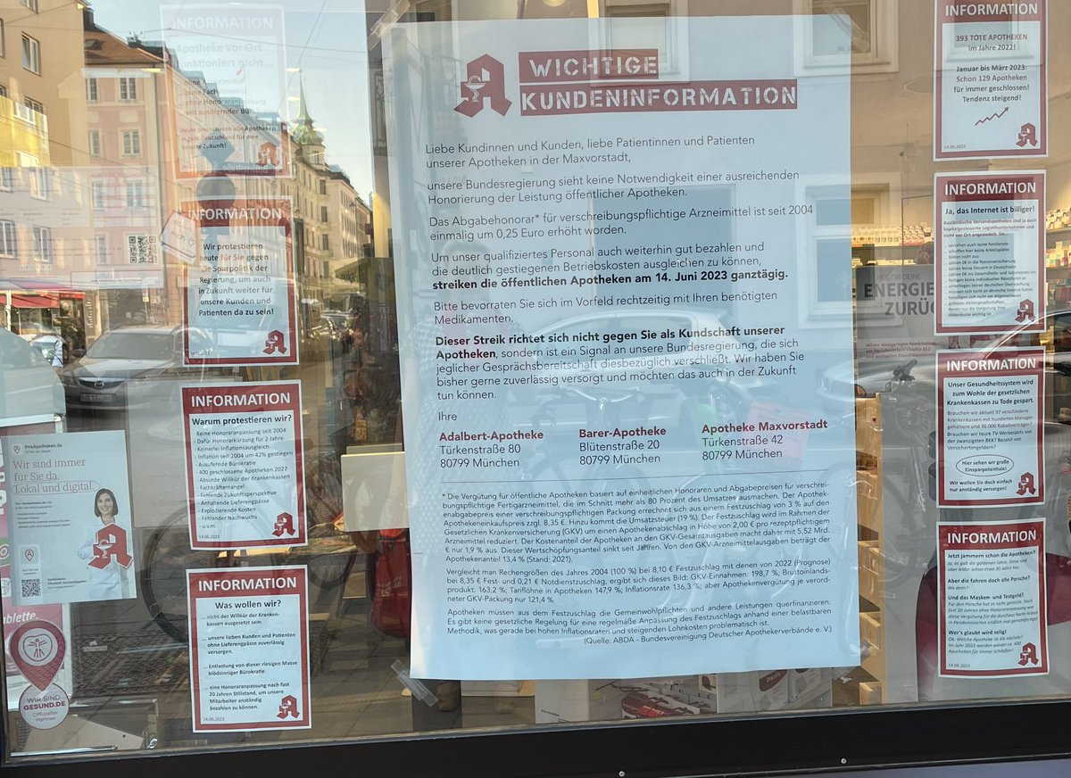 Morgen bloß nicht krank werden - die Apotheken sind zu - 400(!!) Apotheken haben letztes Jahr für immer geschlossen #Protest #Streik #Apotheken #politik #lieferengpässe @Karl_Lauterbach