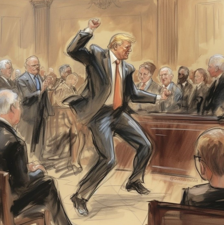 Breaking:

PDJT pleads 'not guilty' then dances out of court to YMCA accompanied by much applause.

...my sources say.