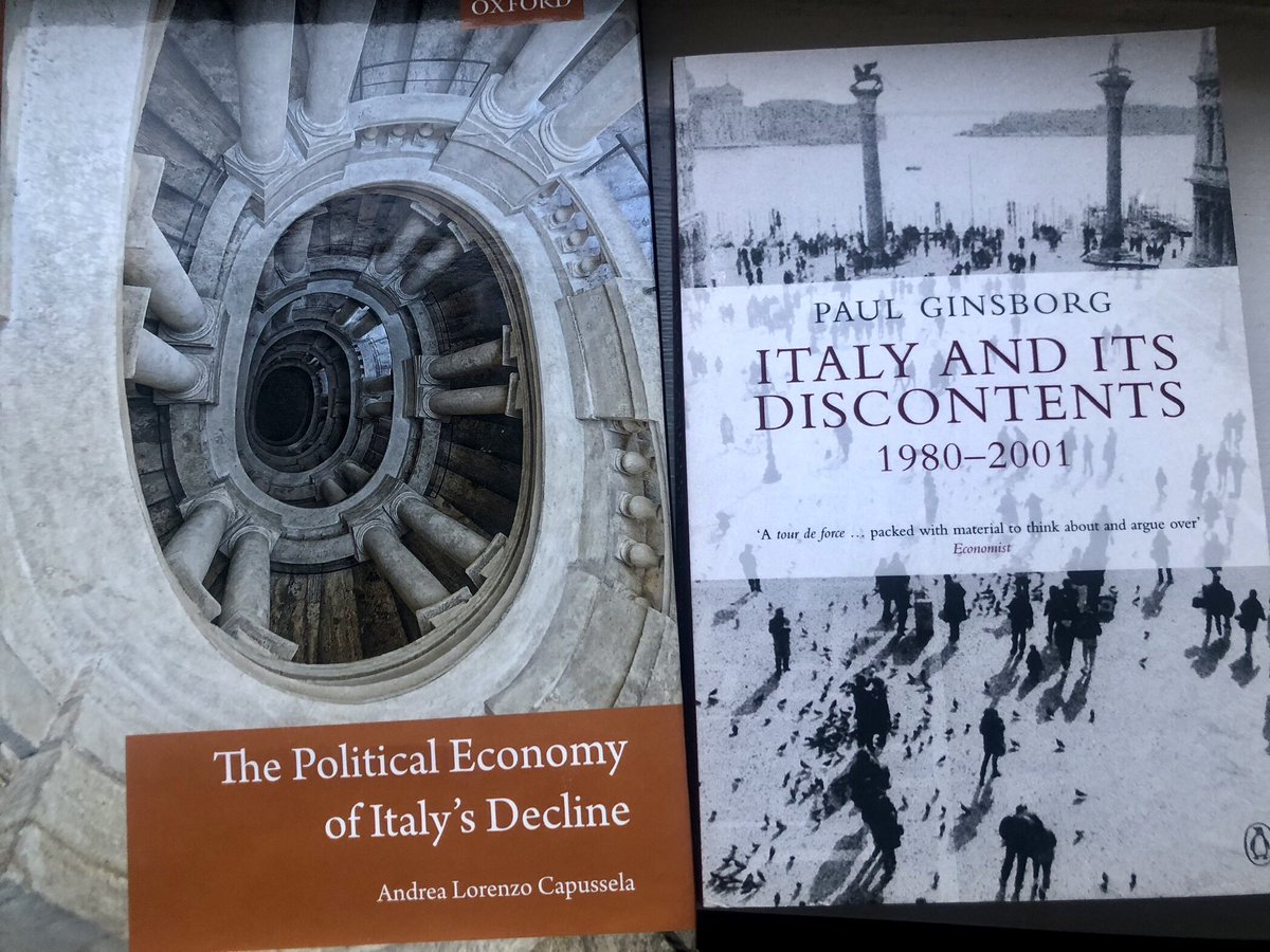 There’s a lot more to read but I think this will get you far: the late great Paul Ginsborg wrote a short history on that crucial period, and then there’s this recent historical political economy by @AndreaCapussela. Ginsborg also wrote a book specifically on Berlusconi.