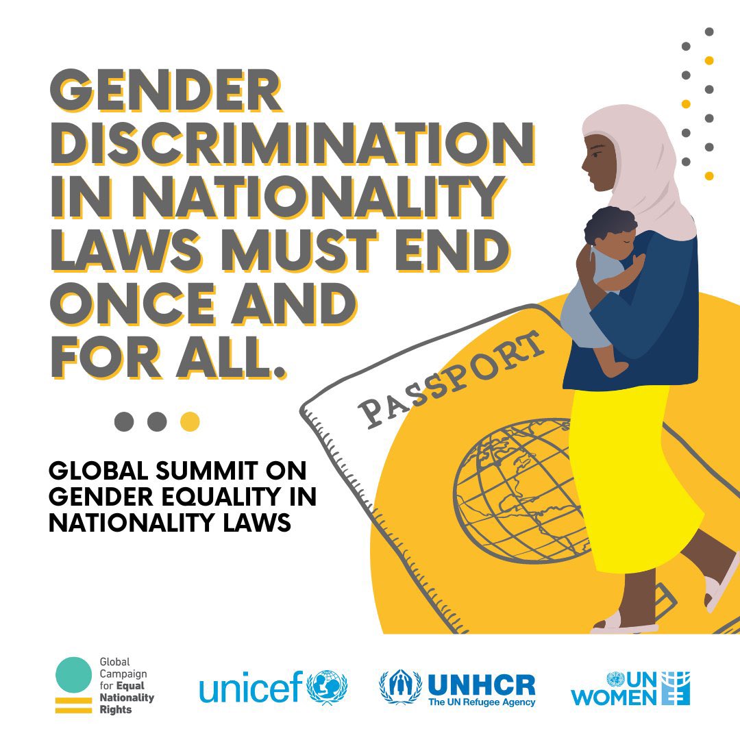 In too many countries women cannot confer nationality to their children, a discrimination that can cause statelessness and must be eliminated. I was glad to open the global summit on gender equality in nationality laws today in Geneva. Everybody must be able to say #iBelong.