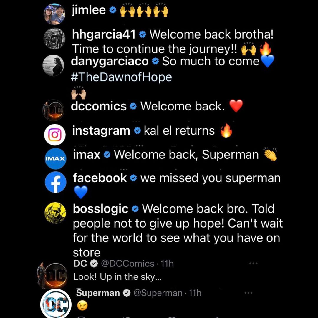 Instagram comments when Henry Cavill announced he's back as Superman.