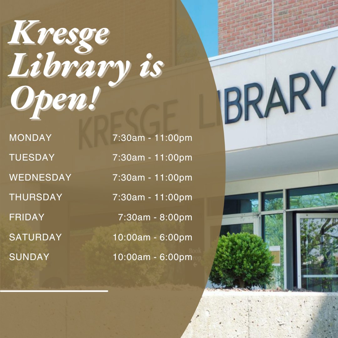 OULibraries's tweet image. Reminder: Kresge Library is OPEN during the summer! The building is open from 7:30 am to 11:00 pm Monday through Thursday, 7:30 am to 8:00 pm on Friday, and 10:00 am to 6:00 pm on Saturday and Sunday. 📚 #KresgeLibrary #oaklandu #ThisIsOU