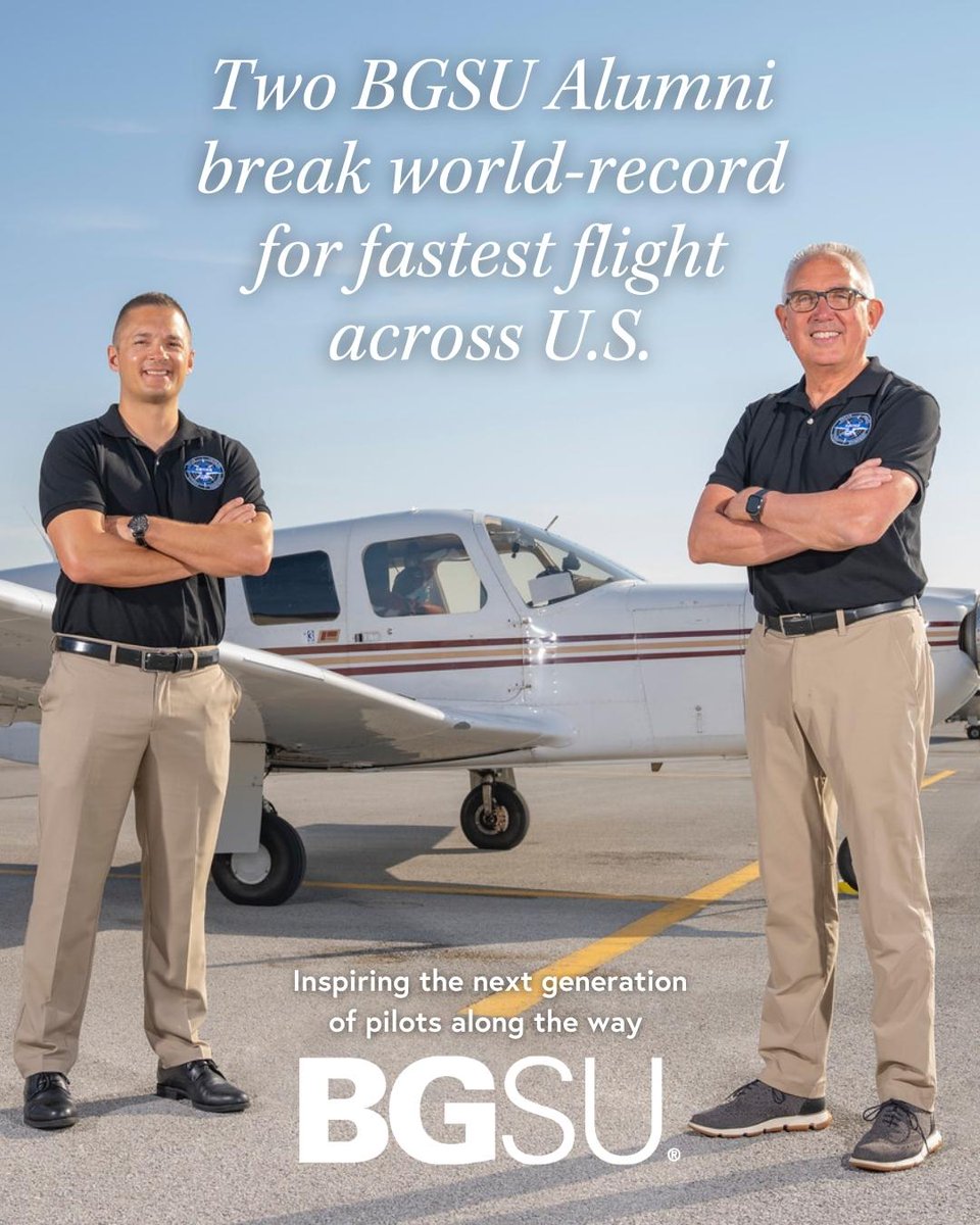 We’re not sure about you, but we feel inspired.

Read more about Barry Behnfeldt's ‘83 and Aaron Wilson's ‘04 record-breaking Falcon flight: bit.ly/3XtV87S 
 #AlwaysBG