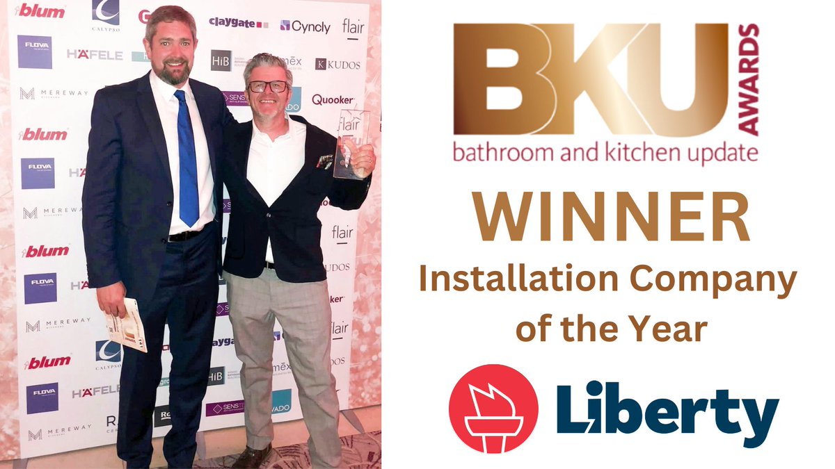 The team at Liberty are humbled to be crowned Installation Company of the Year at this year's BKU Awards. 🙏 Thank you @BKUmagazine  and congrats to all the winners ❤️ Liberty director @mark_conacher is pictured below with @SENSTEC_ MD Christopher Hackett . #Dundee #kbb #trades