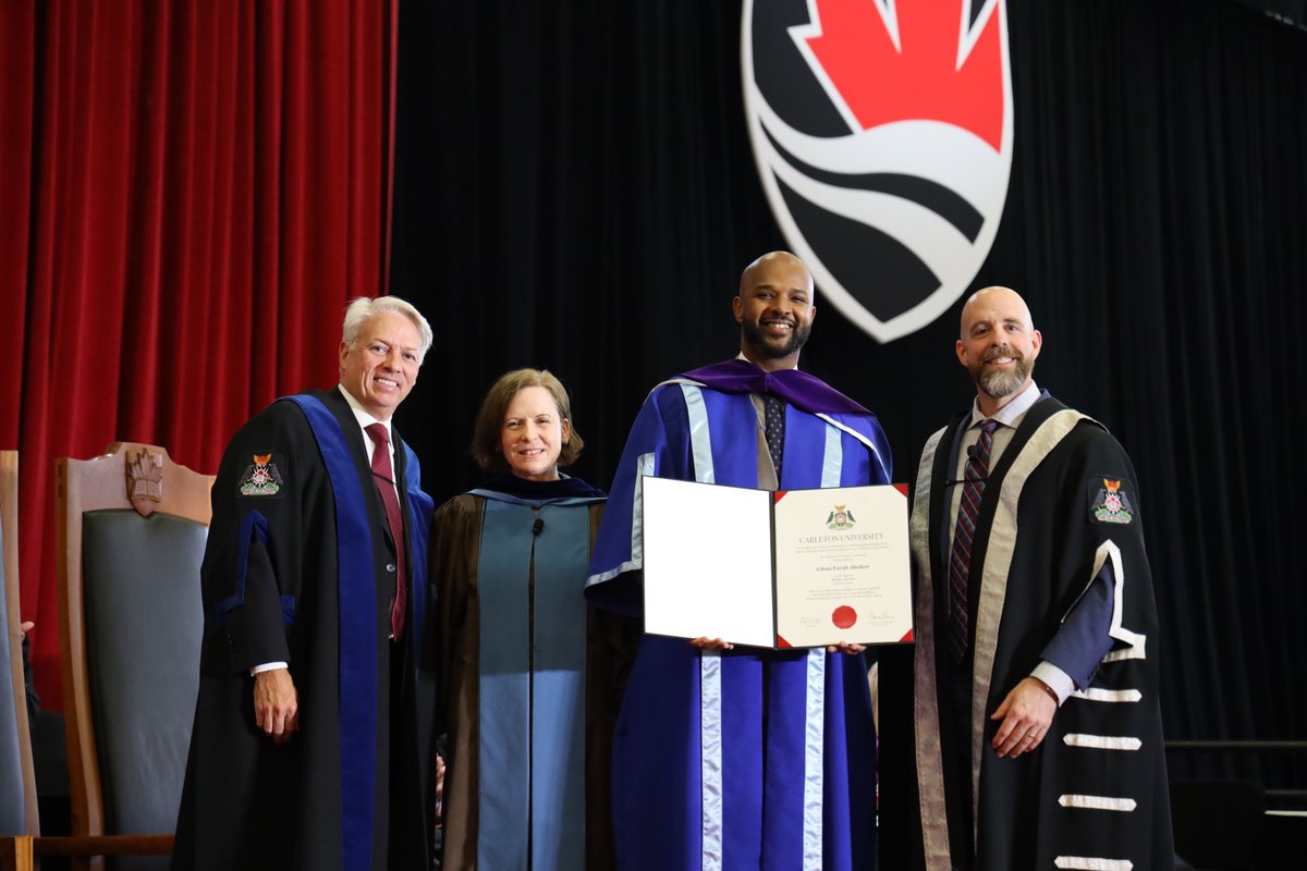 CU_President's tweet image. Today, Liban Abokor @lib_abo, Director of @Reimaginelabsca received a @Carleton_U Hon Doc in recognition of his leadership in making philanthropy more justice-oriented and better prepared to serve Black communities. Congratulations!

convocation.carleton.ca/ceremony/honor…