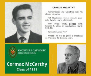 KnoxCatholic's tweet image. We are saddened to learn of the passing of one of our own, Pulitzer Prize winning novelist Cormac McCarthy ‘51. ☘️ Eternal rest grant unto him, O Lord, and let perpetual light shine upon him. May his soul and all the souls of the faithful departed, through the mercy of God, rest…
