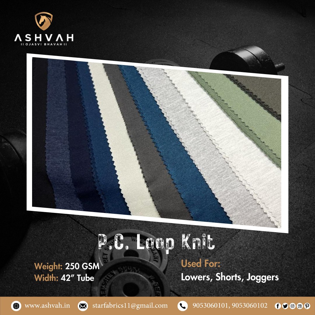 AshvahF's tweet photo. P. C. Loop Knit Fabric
Weight: 250 GSM
Width: 42” Tube

Buy P. C. Loop Knit For Lowers, Shorts &amp; Joggers By Ashvah. Best in quality, Available In Multiple Colors.
#Ashvah #AshvahHouseOfFabrics #PCLoopKnit #PCLoopKnitFabrics #Shorts #Lowers #Joggers #sportswearfabric #activewears https://t.co/KH5JEldteo