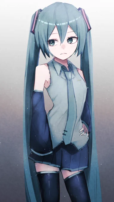 ケンシローさんの、少しアンニュイな表情をしたミクさん!しっとりとした、落ち着いた雰囲気が素敵だホー(*'ω`*)【】 #piapro #初音ミク