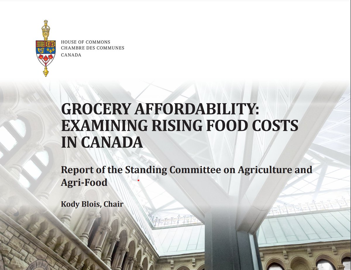 FoodProfessor's tweet image. BREAKING: Canadian Parliament releases report on food inflation.

Thrilled to have contributed to this study where our sources were acknowledged by the committee. The report confirms that Canada&apos;s grocery sector is not experiencing &quot;greedflation&quot;.  

Check out the report here:…