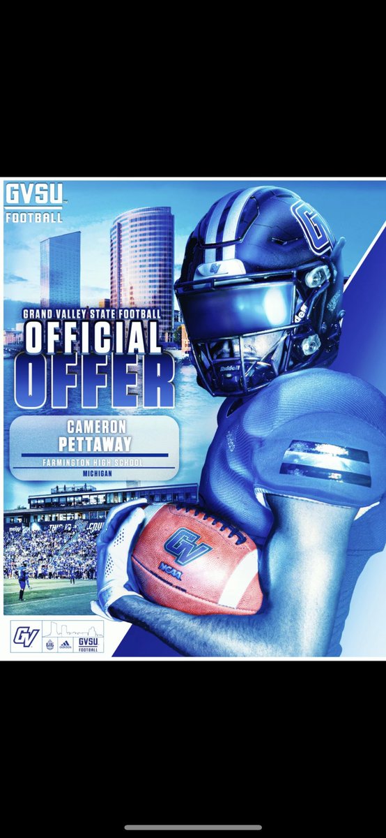 PettawayCameron's tweet photo. #AGTG After a great phone call with @CoachPostmaGV I am thankful to have received an offer from Grand Valley State University. @coachalbrecht50 @TheD_Zone @RisingStars6 https://t.co/1qqJQSB6Fa