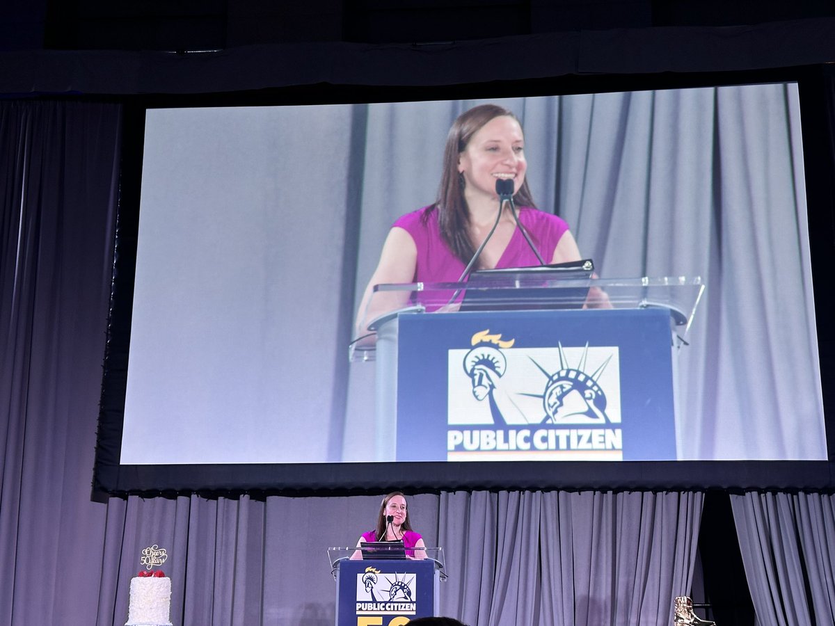 OmarBaddar's tweet photo. Public Citizen’s @Lisa_PubCitizen gets applause before she even introduces herself at the podium. She’s on to introduce the one & only @SenWarren for tonight’s keynote at #PC50TH https://t.co/yuhvnUPlIC