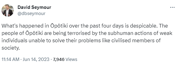 KyleDChurch's tweet photo. Anyone in our wonderful media want to cover the fact that Seymour is using the term "subhuman" while also screaming that he wants to abolish the Human Rights Commission among other equity organisations?

The context and framework of his rhetoric *matters*, stop ignoring it. https://t.co/00zAZzNLEz