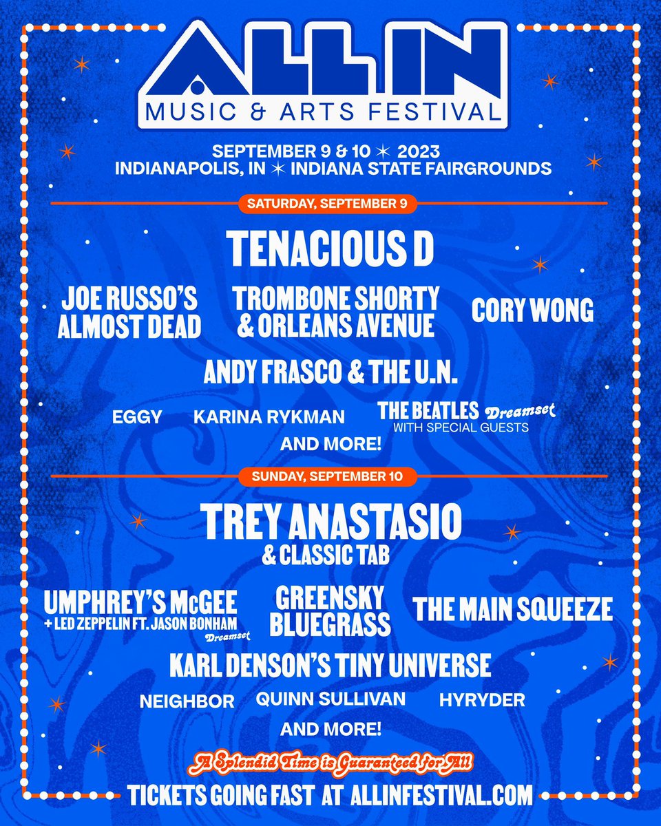 umphreysmcgee's tweet photo. 👀 Single day lineups + $99 tickets for @allinindyfest.
Sunday looks...decent.
#ALLIN. Are you? https://t.co/PRM3ZcV8zp
