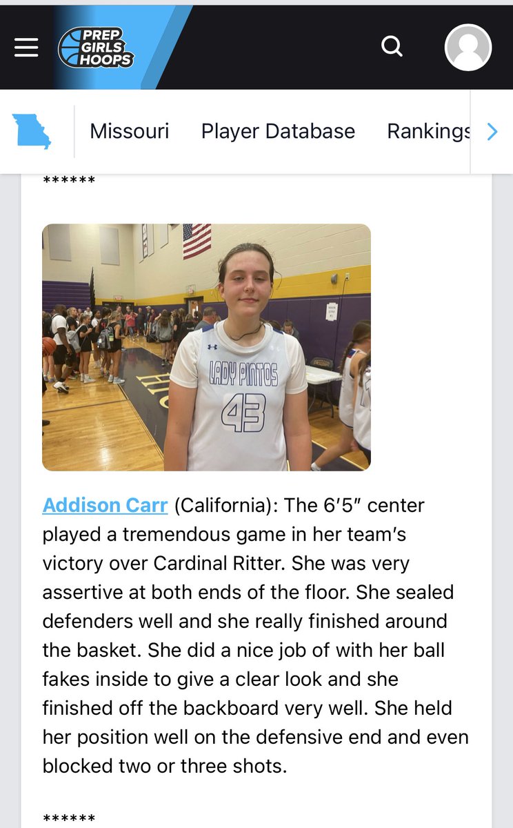 Thank You <a href="/PGHMissouri/">Prep Girls Hoops Missouri</a> for the write up on the California Lady Pintos at the Kewpies Court Shootout. Keep working hard ladies!! <a href="/RademanHailey/">Hailey Rademan</a> <a href="/Isabelle_R21/">Isabelle Rohrbach</a> <a href="/AddiePearl42/">Addison Carr</a> <a href="/PintosAthletics/">California Pintos</a>