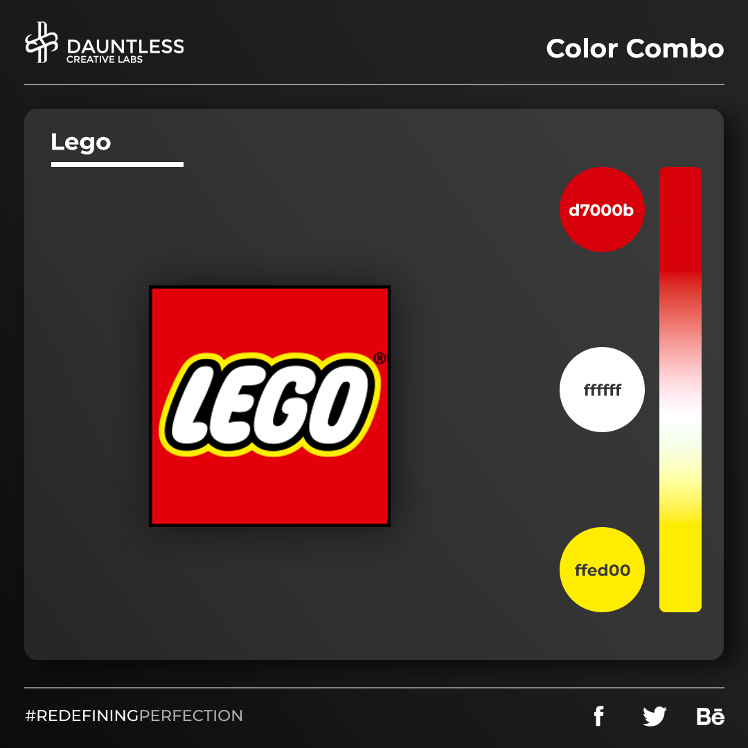 Unlock your imagination with the iconic color combination of the LEGO logo. The vibrant hues of red and yellow ignite creativity and evoke a sense of playfulness. Let the timeless colors of LEGO inspire your next building adventure! 

#BeDauntless #RedefiningPerfection