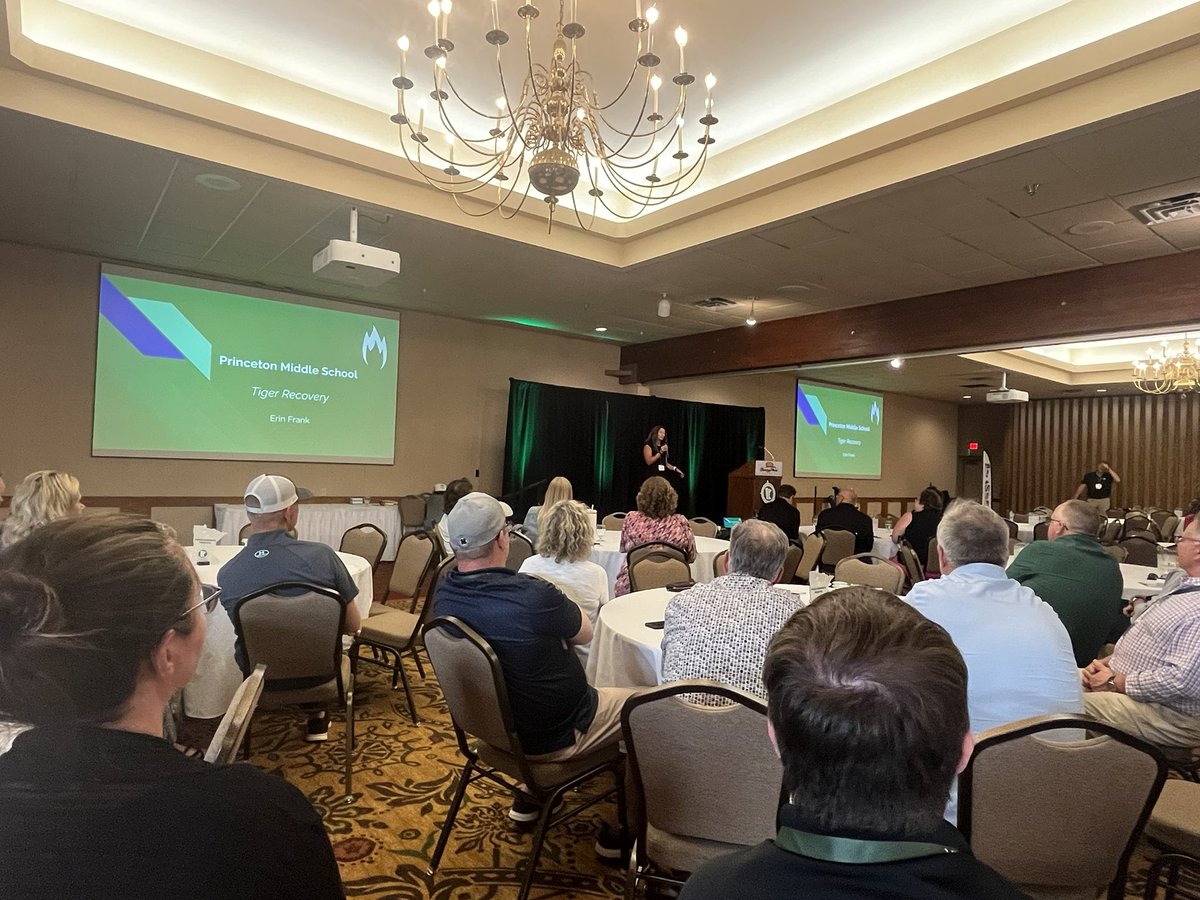Middle_ISD477's tweet photo. Assistant Principal, Erin Frank accepting the Gold Level  Star of Innovation Award for the  Tiger Recovery program at Princeton Middle School and presenting to MN principals at MASSP Summer Conference. Amazing work to Erin and our awesome teachers in this award-winning program https://t.co/rmQT57HKFY