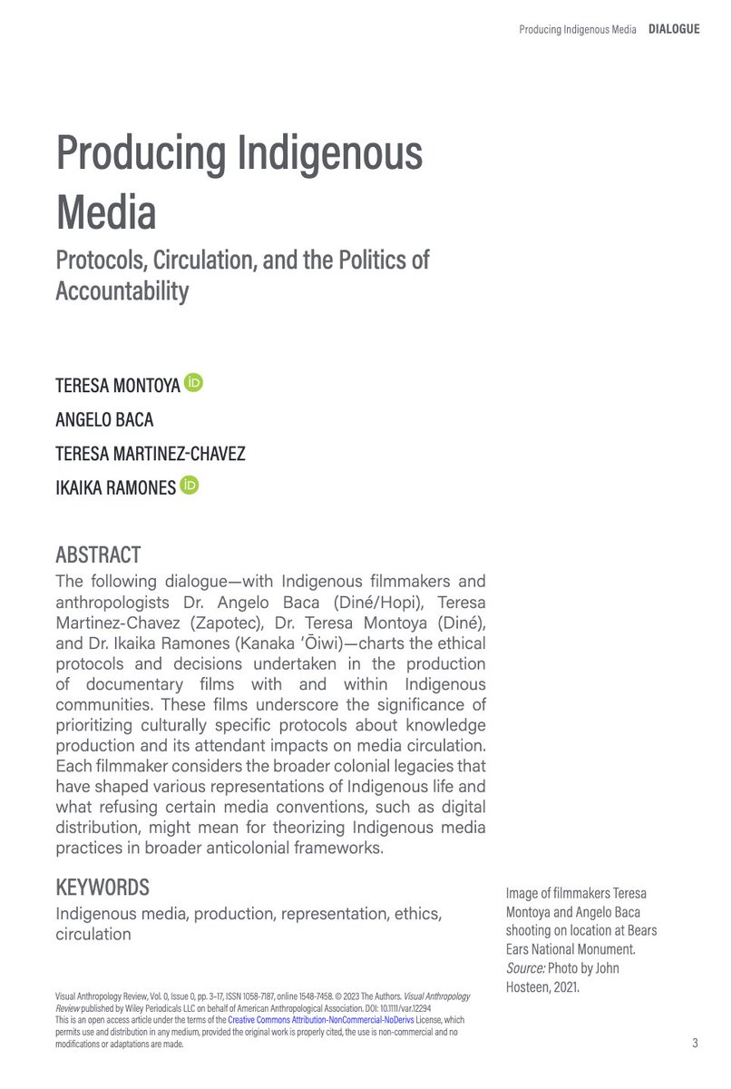 tmontoya22's tweet photo. Re-sharing our Dialogues piece for Visual Anthro Review, "Producing Indigenous MediaProtocols, Circulation, and the Politics of Accountability." Just published open access today!

https://t.co/9BMzFkXvRW https://t.co/kTwW0B9829