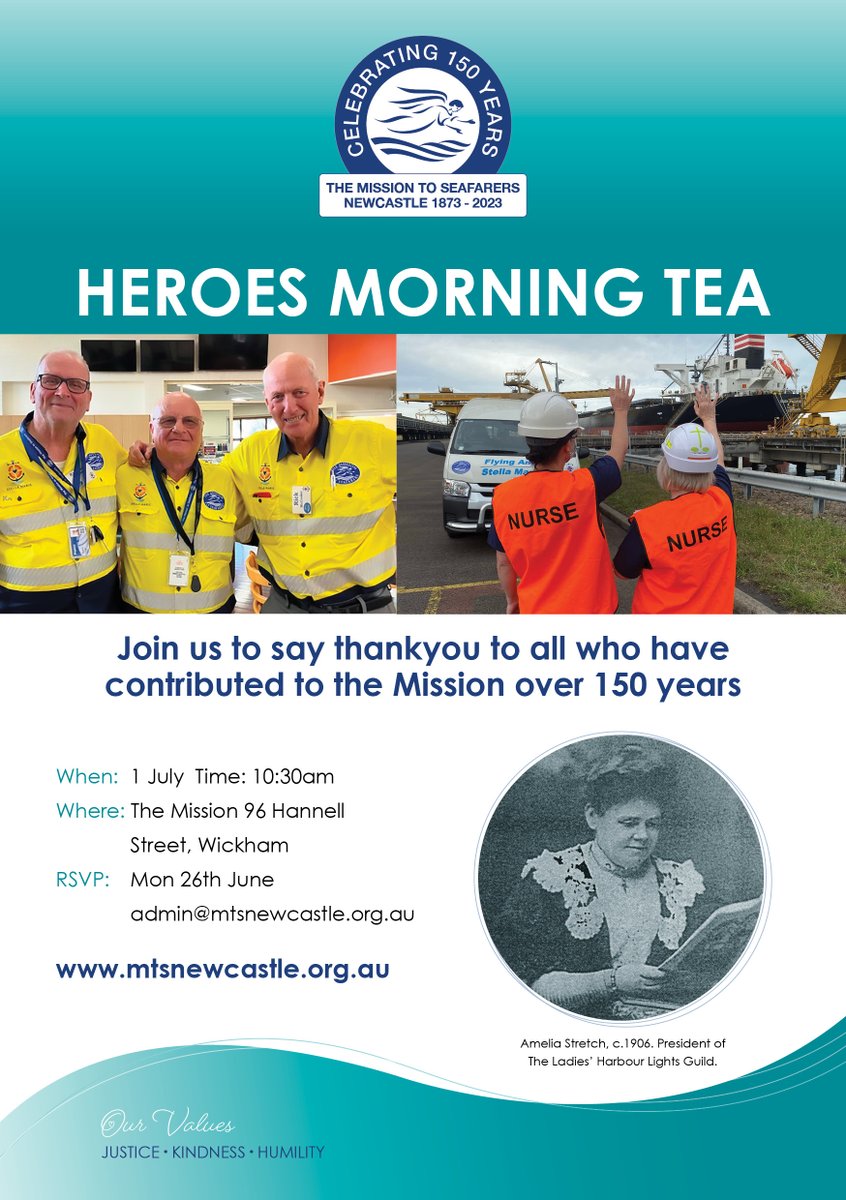 MTSNewcastle's tweet photo. The Mission to Seafarers Newcastle is celebrating its 150th anniversary and we are having a morning tea on the 1st July at 10:30 to celebrate!

You  would be more than welcome to join us so that we can say a HUGE thank you for your wonderful support over the years. https://t.co/tsmLRe7yYi
