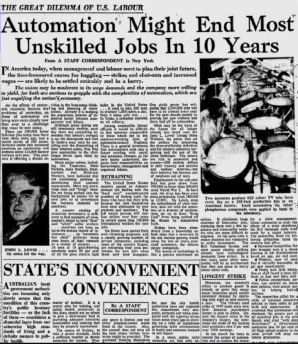KwekuOA's tweet photo. In 1961, some believed most jobs could be gone by 1971. https://t.co/sps0mBgHmC