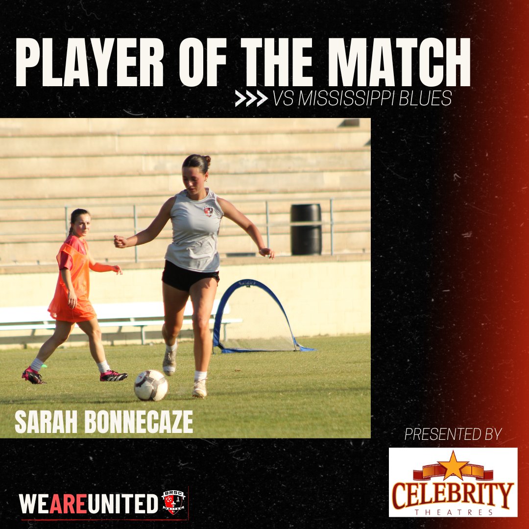 brscunited's tweet photo. Our Celebrity Theatres BR Player of the Match versus Mississippi Blues is Sarah Bonnecaze! 🙌 https://t.co/FFn4zHgkMa