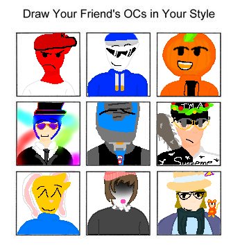 MADE THIS!!!!
By order is:
1. Rocco/Ace [@RoctuneMP4]
2. Cheddar (@CakeCheddar)
3. Orange (@Orange34561)
4. MistyWhispy (?)
5. ee234501 (?)
6. jack41185 (?)
7. Jiji (@stubbyrats)
8. Tobias (?)
9. My brother/CrazyBananas (.)