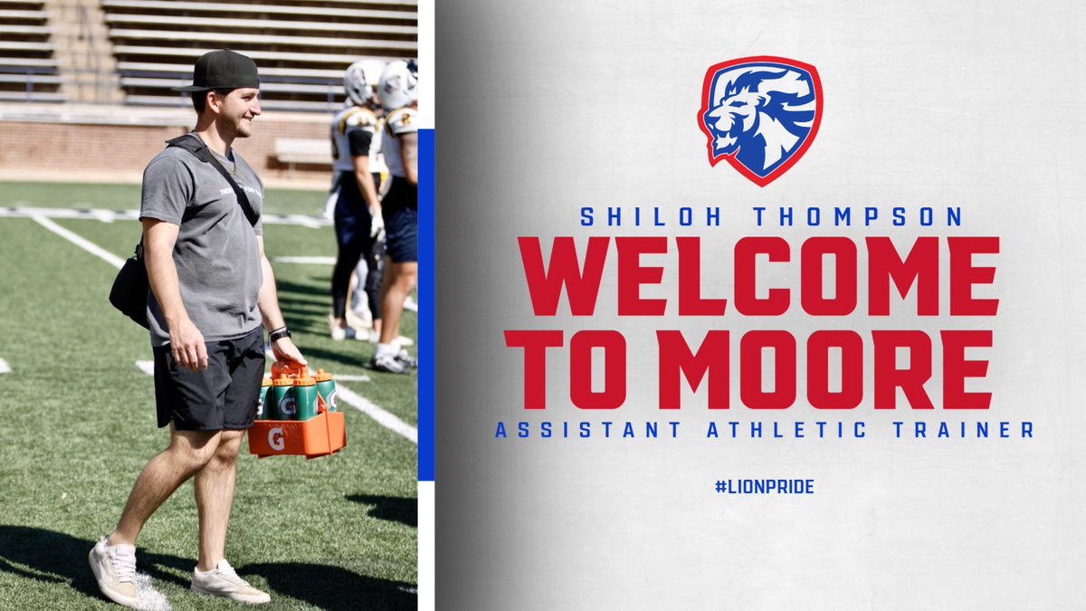 Moore_Lions's tweet photo. Moore High School is proud to announce the hiring of Shiloh Thompson to our athletic training staff.  Shiloh comes to us from UCO.  Welcome to the Lion Family! https://t.co/ScxZCnS94B