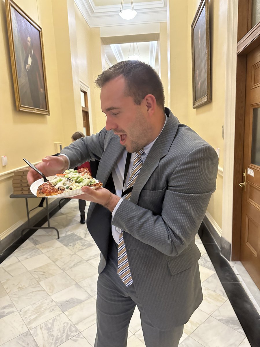 Another late night. Gun reform, education….and Ranch-Salad-Pizza by Rep Skold #mepolitics #pizzanight